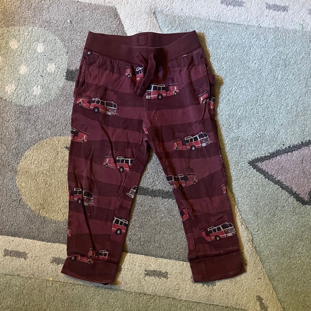 Burgundy Fire Truck Print Pants toddler 3T gap